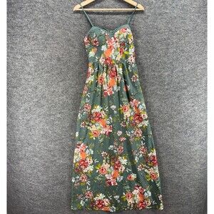 Unbranded Dress Women S Small Gray Floral Maxi Long Sleeveless Sweetheart Casual